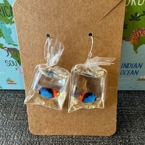 Fish in a bag earrings